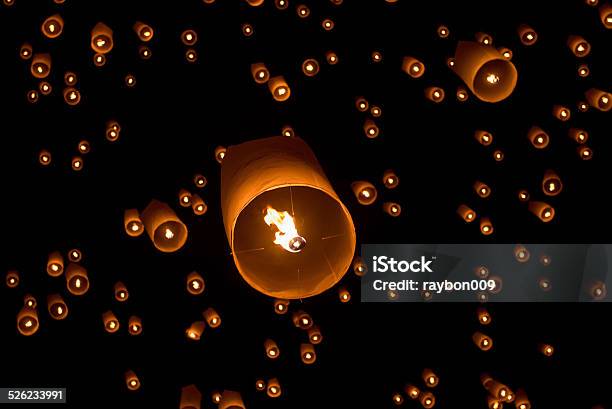 Sky Lanterns Firework Festival Loy Krathong And Yi Peng Festiva Stock Photo - Download Image Now