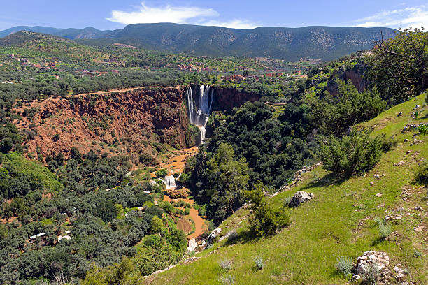 Looking down from the edge of the waterfall at Cascades D'Ouzoud in Morocco.Nikon D3x