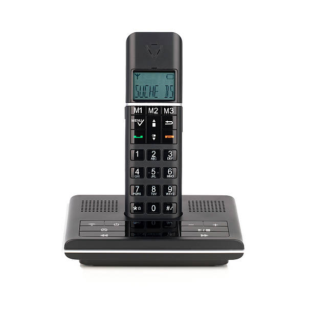 istock Black cordless telephone on white isolated on white 526239349