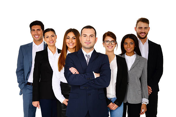 istock Happy man leading his happy team 526239833