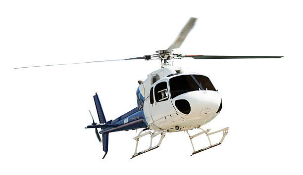 helicopter with working propeller - helikopter stockfoto's en -beelden