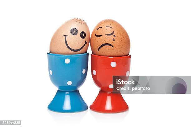 Boiled Eggs In Eggcup Stock Photo - Download Image Now - Anthropomorphic Smiley Face, Blue, Boiled