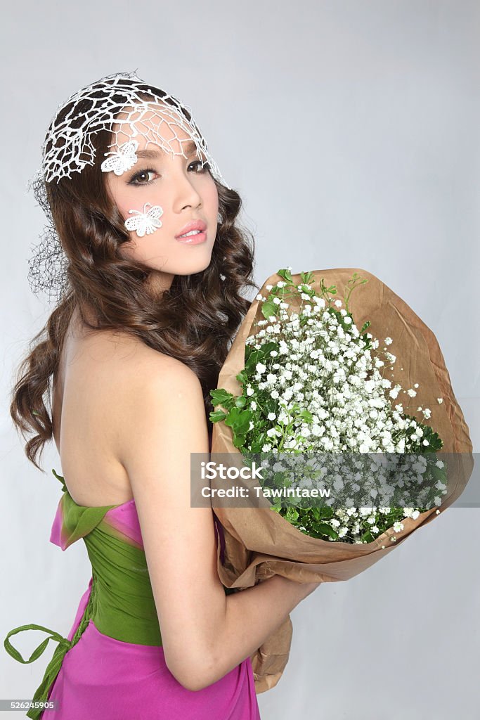 woman with bouquet Adult Stock Photo