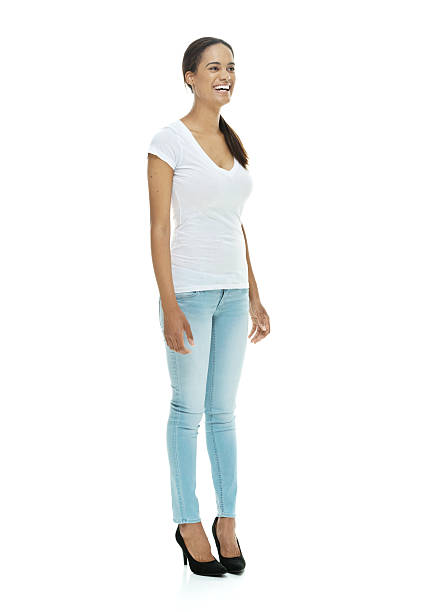 istock Cheerful casual woman looking away 526245957