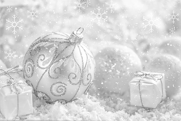 istock Christmas ornaments on snow. Decoration Christmas tree. 526247023