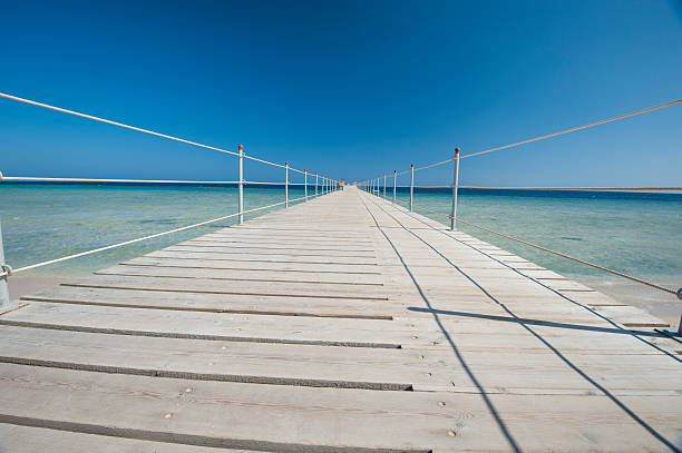 istock Wooden jetty on tropical beach 526248673