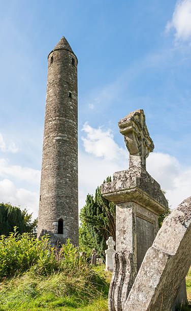 istock Tablet in the Glendalough Cemetery and The Round Tower 526248911