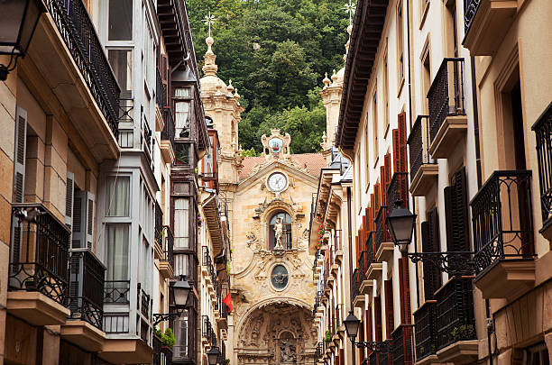 The church in the old town of San Sebastian. The church in the old town of San Sebastian, Spain. espana stock pictures, royalty-free photos & images