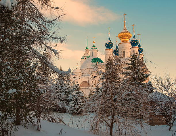 istock Winter landscape with church 526251311