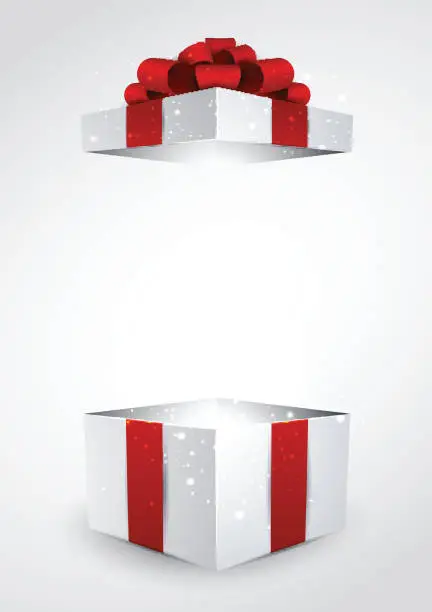 Vector illustration of Gift box with red bow.