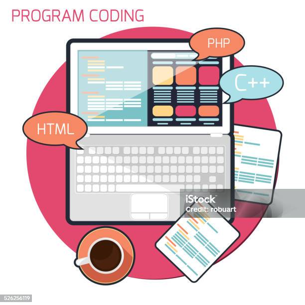 Coding Large Programm Flat Design Concept Of Program Coding Stock Illustration - Download ...