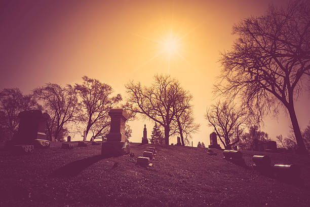 istock Old cemetery - vintage look with sun light 526256253