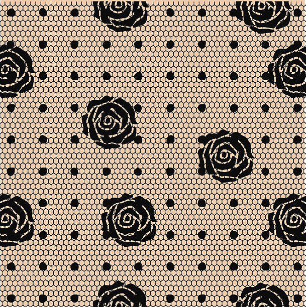 Floral dotted late pattern with roses vector illustration Floral dotted late pattern with roses vector illustration lace black lingerie floral pattern stock illustrations