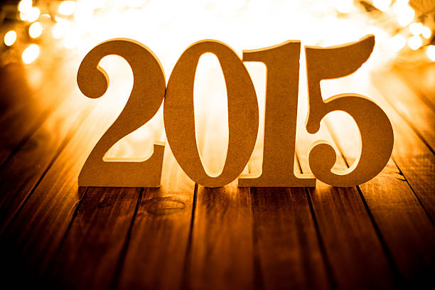 Gold 2015 New year text on christmas decoration