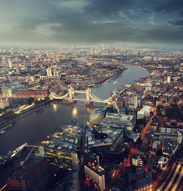 istock London aerial view with  Tower Bridge in sunset time 526258785