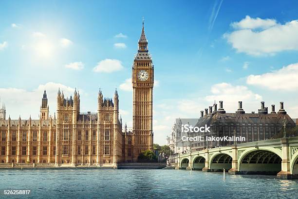 Big Ben In Sunny Day London Stock Photo - Download Image Now - London - England, UK, Houses Of Parliament - London