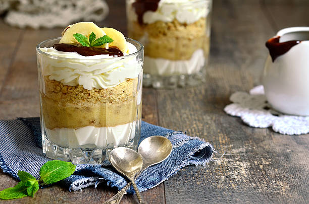 istock Dessert from banana,biscuits and whipped cream. 526260389