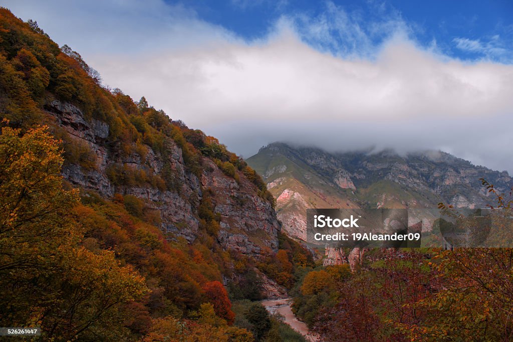 Autumn Mountains near honey falls. North Caucasus. Autumn Stock Photo