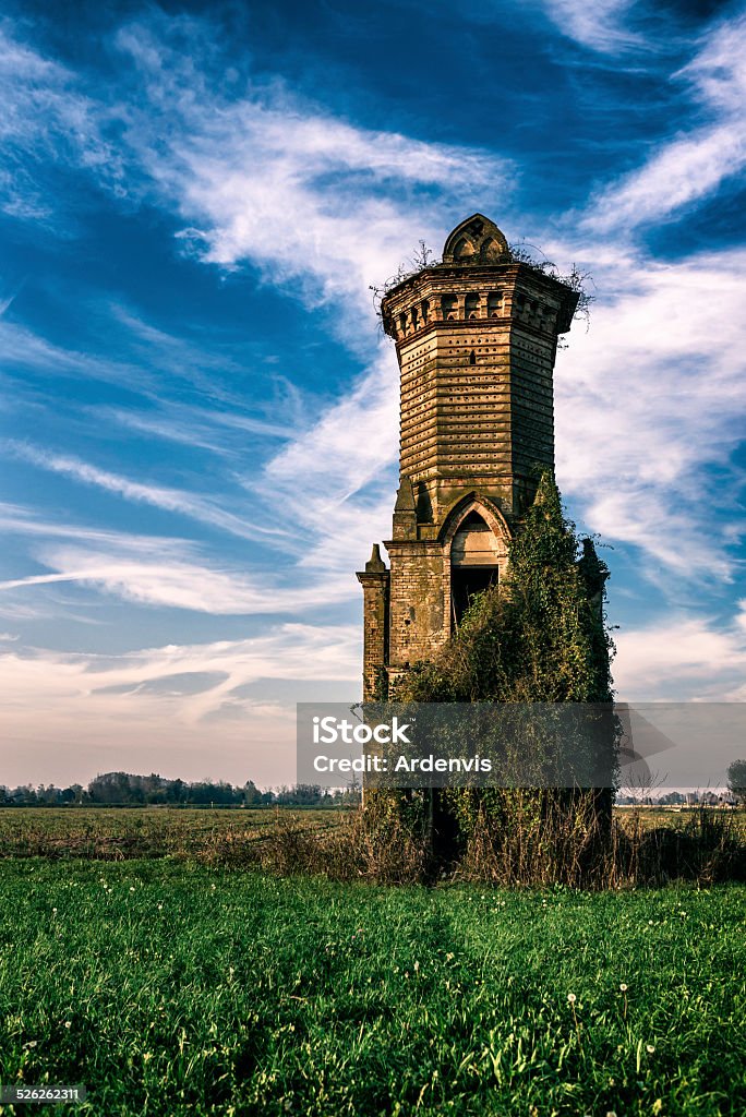 Antica abbandonato Torre di guardia Coperto di vegetazione - Foto stock royalty-free di Abbandonato