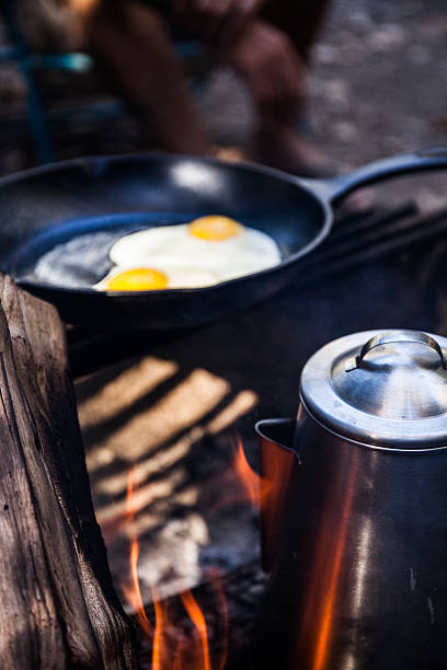 Camping Breakfast stock photo