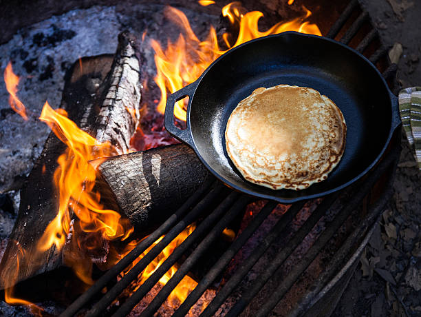 Camping Pancake stock photo