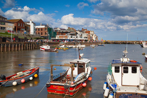 Bridlington,England-June 15,2012: Bridlington is a smallish harbour mainly catering for commercial and leisure fishing, tripper boats and a few yachts.