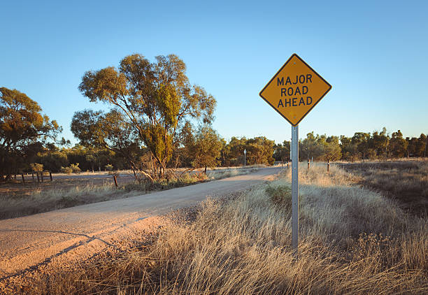 istock Major road ahead warning Australian sign Give Way concept 526273840