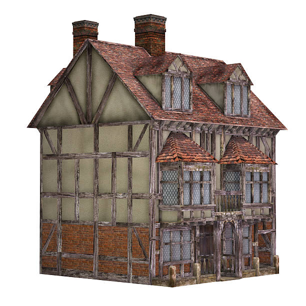 istock Medieval town house, isolated on the white background 526275369