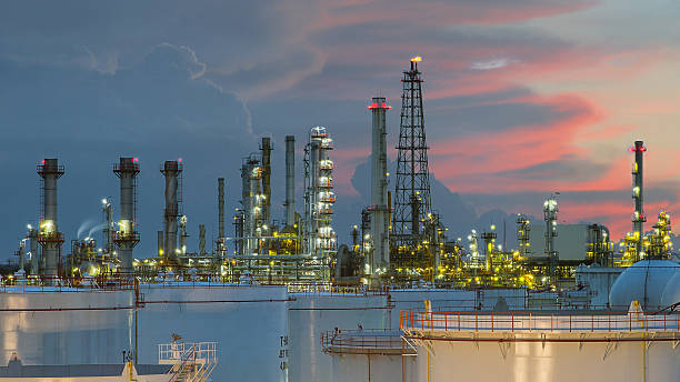 istock Oil refinery at dramatic twilight in Thailand 526275481