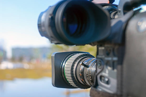 istock Journalistic television camera on a city street. 526276246