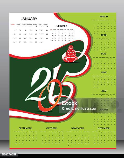 Happy New Year 2015 Calender Design Stock Illustration - Download Image Now - 2015, Abstract, Backgrounds