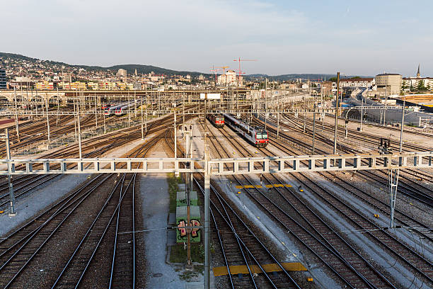 Zurich at evening of July 4, 2015 Zurich, Switzerland - July 4, 2015: Industrial and urban buildings in the modern town part district 5 of Zurich at evening of July 4, 2015. Zurich is the biggest city in Switzerland. surrey hotel southeast england england stock pictures, royalty-free photos & images