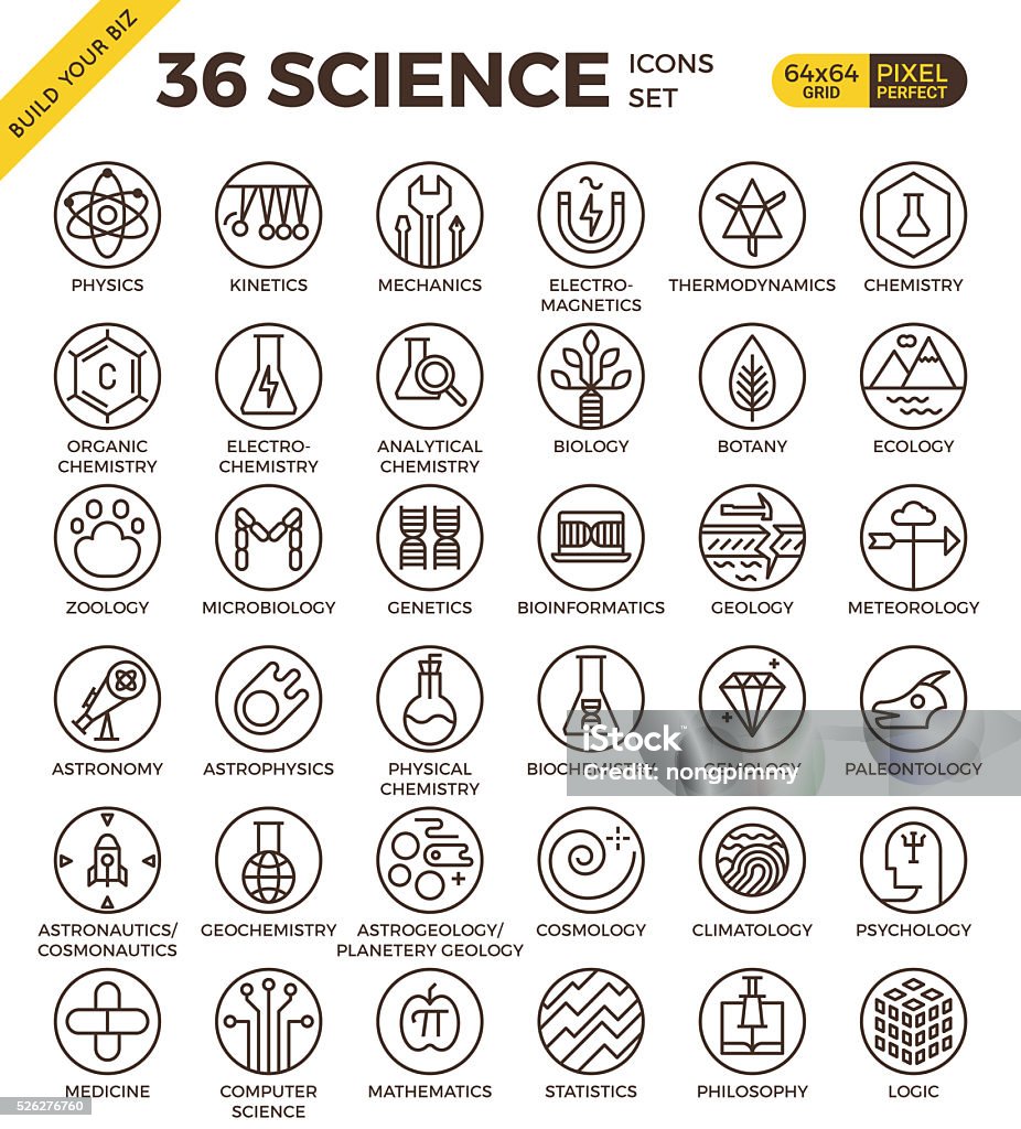 Science education badge pixel perfect outline icons Science education badge pixel perfect outline icons modern style for website Astronomy stock illustration