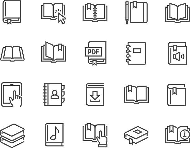 illustrazioni stock, clip art, cartoni animati e icone di tendenza di libro icone linea - symbol art computer icon painted image