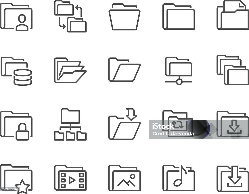 Line Folder Icons Simple Set of Folders Related Vector Line Icons. Contains such Icons as Repository, Sync, Network Folder and more. 48x48 Pixel Perfect.  File Folder stock vector