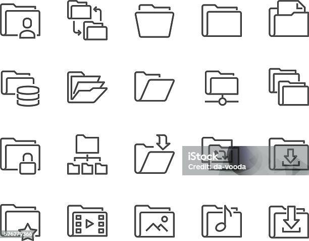 Line Folder Icons Stock Illustration - Download Image Now - File Folder, Icon Symbol, Ring Binder