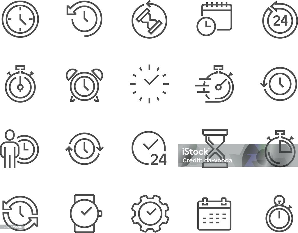 Line Time Icons Simple Set of Time Related Vector Line Icons. Contains such Icons as Timer, Speed, Alarm, Restore, Time Management, Calendar and more. Editable Stroke. 48x48 Pixel Perfect. Icon Symbol stock vector