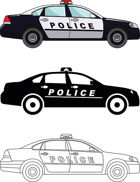 другая полиции автомобилей, изолированный на белом фоне. - полицейская машина stock illustrations