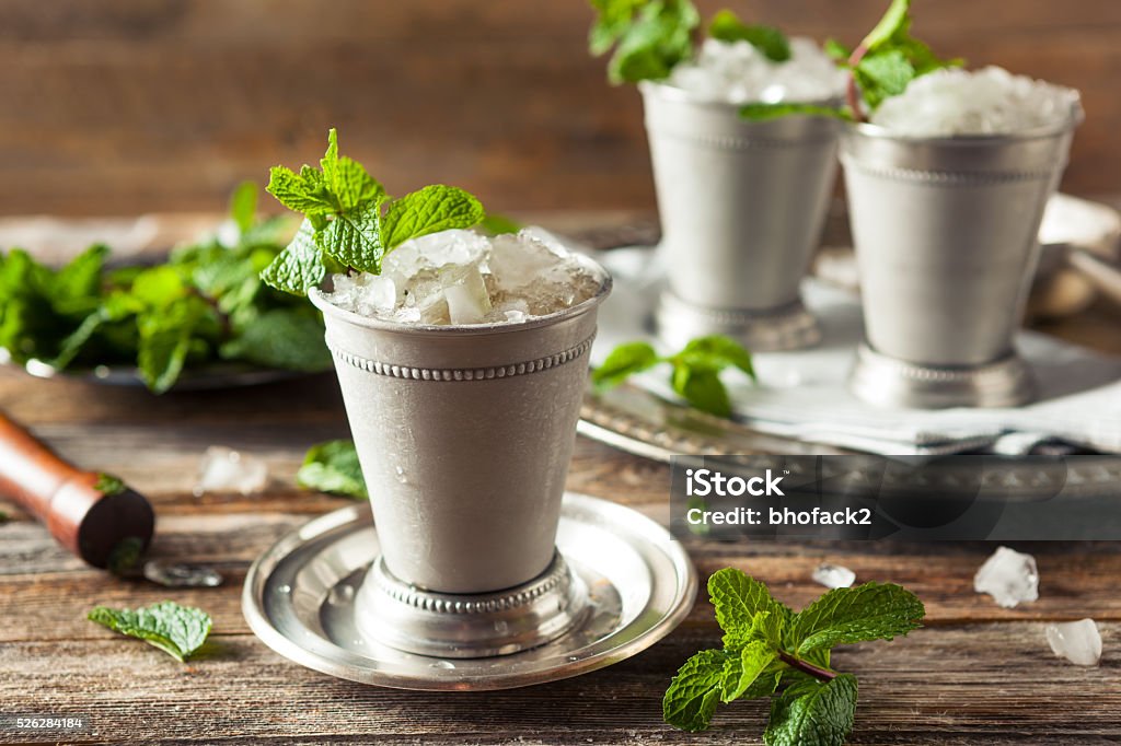 Cold Refreshing Classic Mint Julep Cold Refreshing Classic Mint Julep with Mint and Bourbon Mint Julep Stock Photo