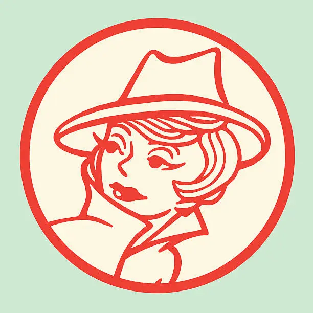 Vector illustration of Woman Wearing Stylish Hat
