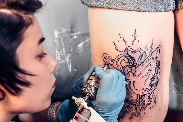 istock Top view closeup of the tattoo process 526286292