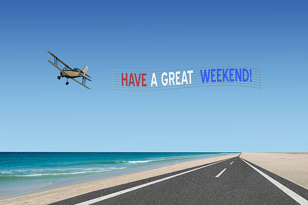 istock have a great weekend plane banner in american flag colors 526287568