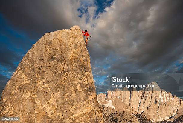 Climber On The Edge Stock Photo - Download Image Now - Achievement, Adventure, At The Edge Of
