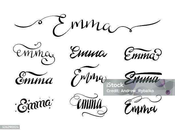 Personal Name Tattoo Emma Stock Illustration - Download Image Now - Calligraphy, Identity, Illustration