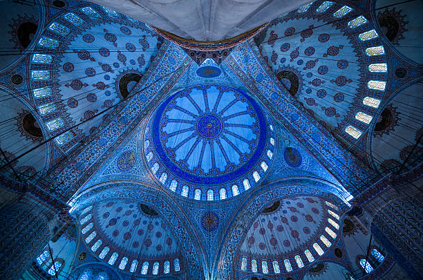Sultan Ahmed Mosque Interior in Sultanahmet in Istanbul, Turkey ( Mosque blue ) blue mosque photos stock pictures, royalty-free photos & images