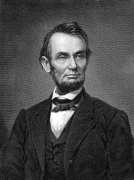 grawerowanie z portret abraham lincoln z brady zdjęcie - american presidents stock illustrations