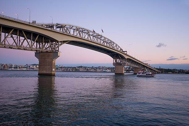 istock Auckland harbour bridge at dusk 526296920