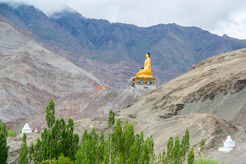 Huge statue of Maitreya Buddha (the future Buddha) near Stok Palace in Stok, Leh District, Ladakh. Ladakh - sometimes also called \
