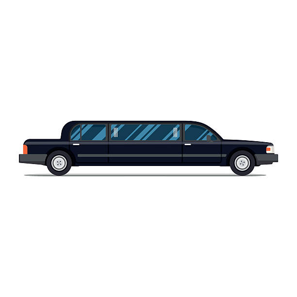 czarny limo. limuzyna. płaska ilustracja wektorowa. izolat. luksusowy pojazdu. - luxary stock illustrations