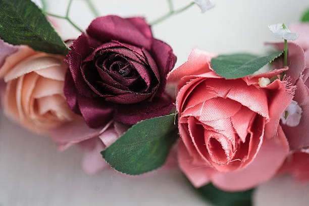 istock Close up details of artificial flowers on wraith 526297680